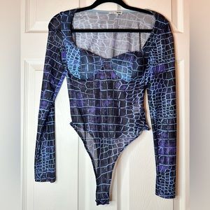 Blue and Purple Snake Print Body Suit with Push up Bra Inside / Fashion Nova